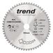 Trend Wood verstekzaagblad, 250 mm diameter, 30 mm boring, 60 tanden, 3 mm snijvoeg, -5° haak, TCT, fijn oppervlak, CSB/CC25060