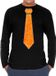 Bellatio Decorations Chemise de déguisement homme - cravate paillettes orange - noir - carnaval - manches longues XXL