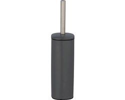 Toiletset Alassio - Toiletborstelhouder - Zwart - Mat Grijs - RVS - 9.3 x 9.3 cm