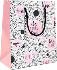 Cadeautasje - Party Time - Zwart Roze - 12 stuks