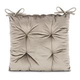 AmeliaHome Aleksa Stoelkussen met banden 40 x 40 cm, zitkussen fluweel look, beige