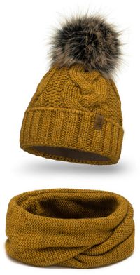Vivisence Dames Winter Muts En Colsjaal Set - Donkergeel