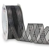 Präsent Palma rouwlint zwart-zilver 40 mm breedte, 20 m lengte