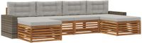 vidaXL - Bank loungeset - 4 zitplekken - Massief Acacia Hout - Natuurlijk en lichtgrijs