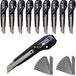 Omgoods - Set de 10 cutters avec 40 lames de rechange et guide métallique
