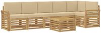 vidaXL - Buiten - bank - set - 7 - st - Wit - en - Beige - Polyester