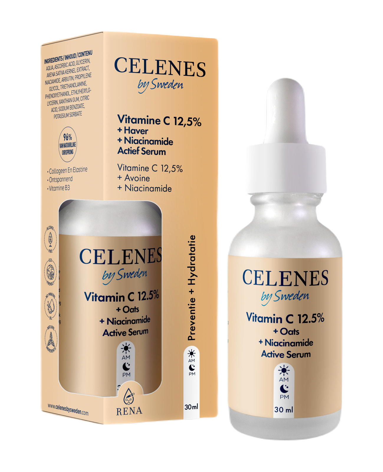 Celenes by Sweden Vitamin C 12,5% + Oats + Niacinamide Active Serum