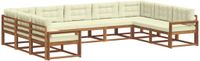 vidaXL - Ensemble de salon d'angle - 9 places assises - Naturel et crème - Acacia bois