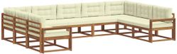 vidaXL - Ensemble de salon d'angle - 9 places assises - Naturel et crème - Acacia bois