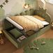 OKWISH Gestoffeerd Dagbed 90x190 cm - L-Vormig - Met Opbergruimte - Zonder Matras - Fluweel - Groen