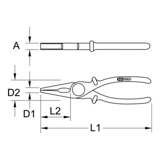 KS Tools geïsoleerde plastic platbektang, 200mm