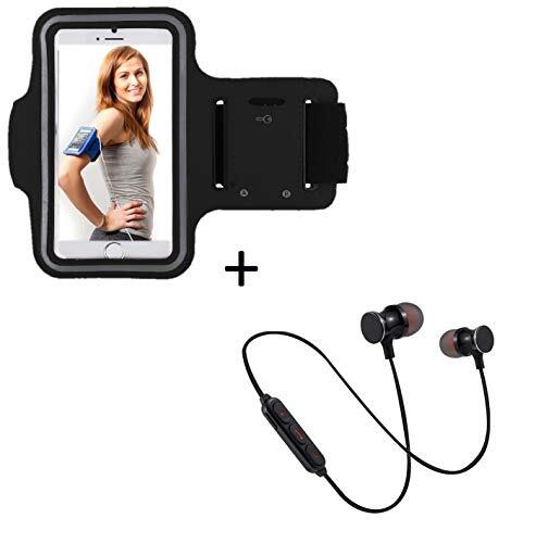 Shot Case Sportset voor Wiko Y60 Smartphone (Bluetooth koptelefoon + manchetten) lopen T6 (zwart)