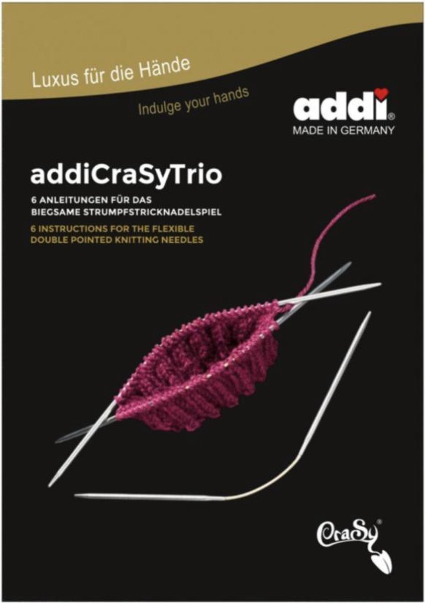 Addi CraSyTrio short sokken breinaalden 21 cm casy trio 7,0 mm