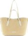 Coccinelle Leren Shopper Schoudertas New Never Without Bag Bicolor Straw Handbag Mul. Blanco / Blan Beige