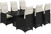 vidaXL 7-delige Bistroset met kussens, polyrattan, zwart