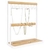 LYVION Sieradenrekje van staal en hout / Voor horloges, kettingen en armbanden - Wit