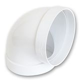 Ventilatie CCR125B 90 ° FF van ABS voor gekanaliseerde ventilatie, diameter 125 mm.