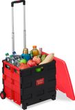 Relaxdays boodschappentrolley met deksel, 2 wielen, verstelbare handgreep, tot 35 kg, opvouwbaar, vouwkrat, rood/zwart