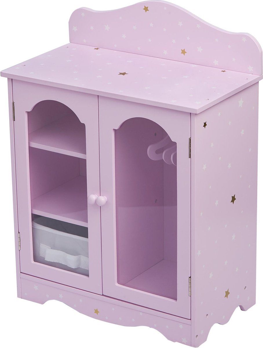 Olivia's Little World Houten Opbergkast voor Poppen - Goud/Paars
