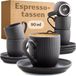 Cosumy Espressokopjes Set van 6 Zwart 90ml met Schoteltjes