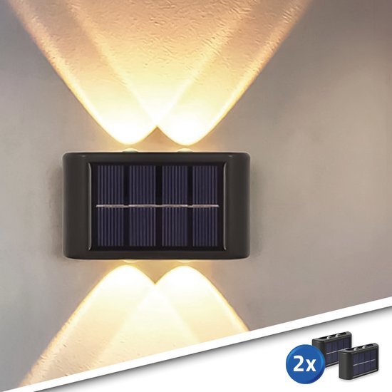 LedKoning Solar wandlamp 'Sasha' - 2 stuks - Up down light - Wandlamp op zonne-energie