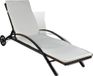 Poly rattan marron bain de soleil avec coussin et roulettes