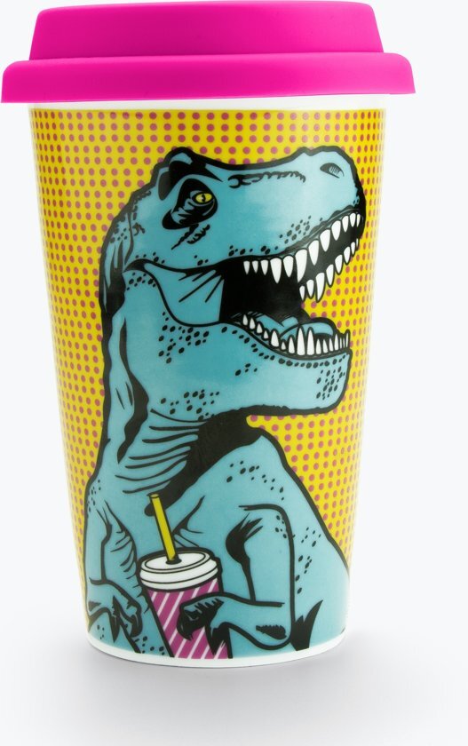 Mustard To Go Drinkbeker - Dubbelwandig - 350 ml - T-Rex multi color