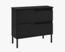 3xE living Meuble sous-vasque sur pieds 80 cm, noir, avec plan, 2 tiroirs | 2 tiroirs amortis, façade cannelée MDF 16 mm, caisson noir, plan noir, pieds noirs, 80 x 46 x 73,6 cm