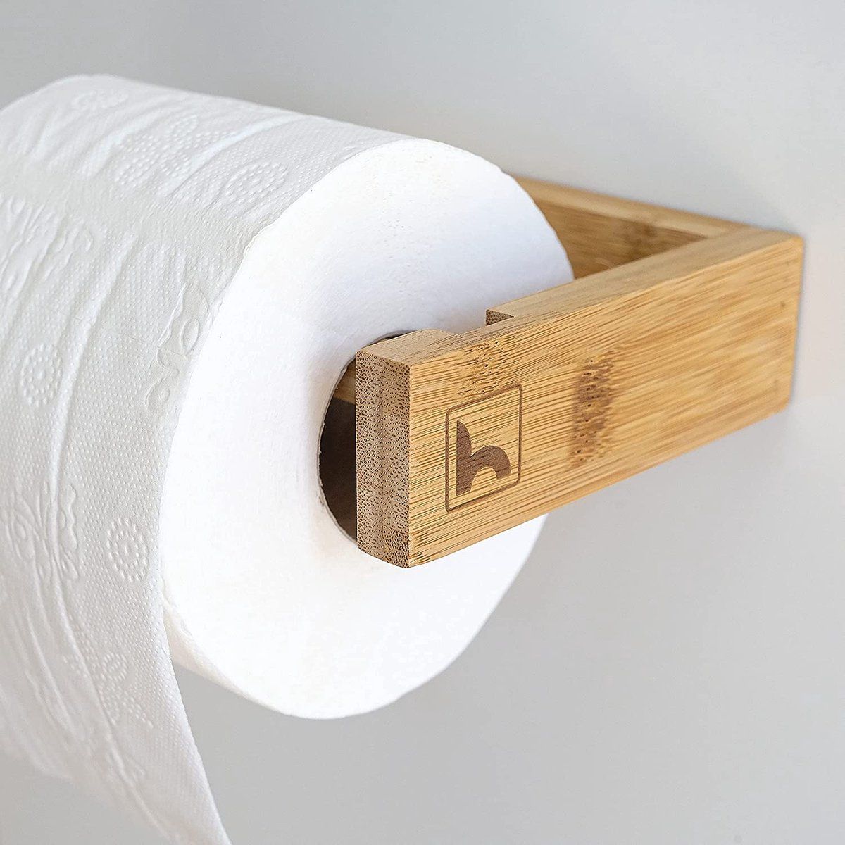 Hennez Toiletpapierhouder zonder boren hout bamboe - toiletrolhouders - hangende toiletrolhouder