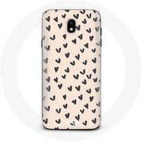 Maniacase Hoesje voor Samsung Galaxy J3 2017 Abstracte textuur achtergrond zwart hartjes
