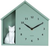 Karlsson Wandklok Sitting Cat - Groen - 24.9x24.9x27cm