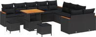vidaXL Tuinbank Set 13-delig Zwart Polyrattan
