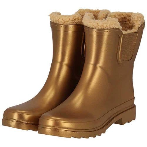 XQ Chelsea regenlaarzen dames - Fake fur voering - Goud Metallic - Maat 41