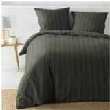 Douceur d'Intérieur Beddengoedset Cléo UNI 240 x 220 cm Kaki/Zwart Gestreept Polyester