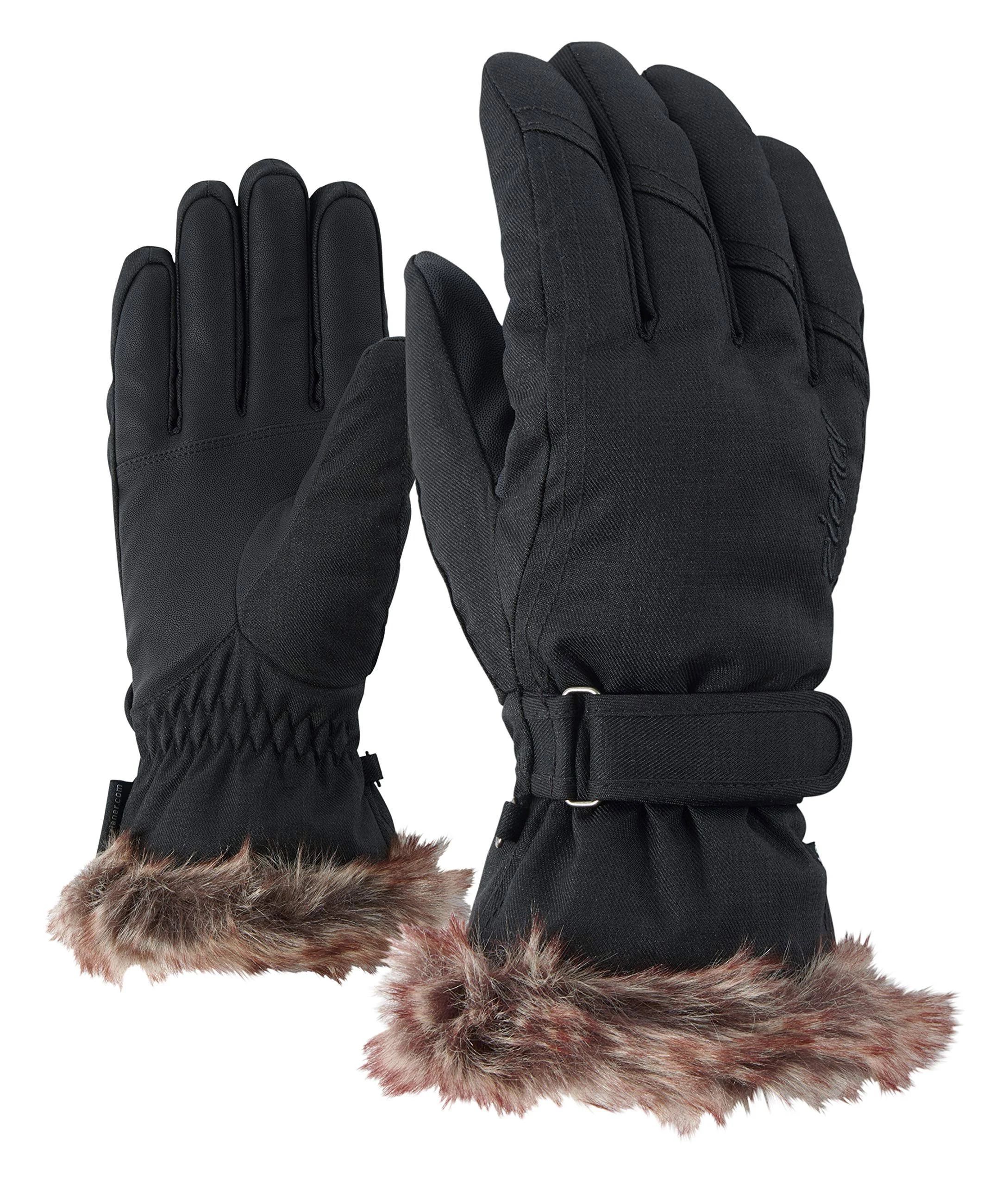 Ziener Kim - Ski Handschoenen Dames - Zwart/Bruin - Maat 6.5