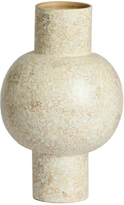 Light & Living Vaas Girona - Crème - Ø24x38cm - Bamboe - Modern