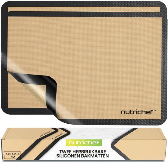 NutriChef - Siliconen Bakmatten - 2-delig - Zwart