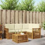 vidaXL - Hoek loungeset - 5-delig - Natuurlijk en crème - Polyester