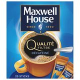 Maxwell House Oplosbare koffie, 25 sticks, cafeïnevrij, filterkwaliteit