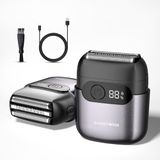 BarberBoss Compact scheerapparaat voor mannen, USB-oplaadbaar elektrisch scheerapparaat, drijvende roestvrijstalen foliebladen, magnetisch scheerapparaat voor mannen, Smart LED-display, QR-2754