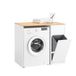 SoBuy Meuble lave-linge - meuble de salle de bain avec panier à linge et tiroir, pour lave-linge et sèche-linge, meuble pour lave-linge en bois, blanc, 100 x 60 x 90 cm, BZR217-WN
