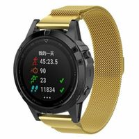 By Qubix - Milanese bandje - Goud - Geschikt voor Garmin Fenix 9 / 9 pro - 43mm