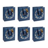 Eurowrap X-29133-3Cpack Kerstcadeauzakjes - Set van 6 - Middel Formaat 21,5x10,2x25,3cm - Kerstkrans - 210g