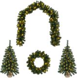 vidaXL Mini-sapin de Noël - 60 cm - 125 LED - Blanc chaud - PVC - Vert