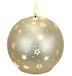 Led-kogelkaars van glas met sterrenmotieven en timer, 10 cm, led-kaars, elektrisch, warmwit, decoratie, adventskrans, kerstdecoratie, Valentijnsdag, geurloos, druppelloos, vlamloos