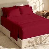Hearth & Harbor Beddengoedset - Kingsize, 6-delig, extra diepe zak, bordeaux, microvezel