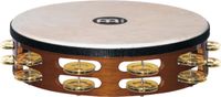 Meinl Percussion TAH2B-AB Headed Wood Tambourine met messing klemmen (2 rijen), 25,40 cm (10 inch) diameter, afrikaanbruin