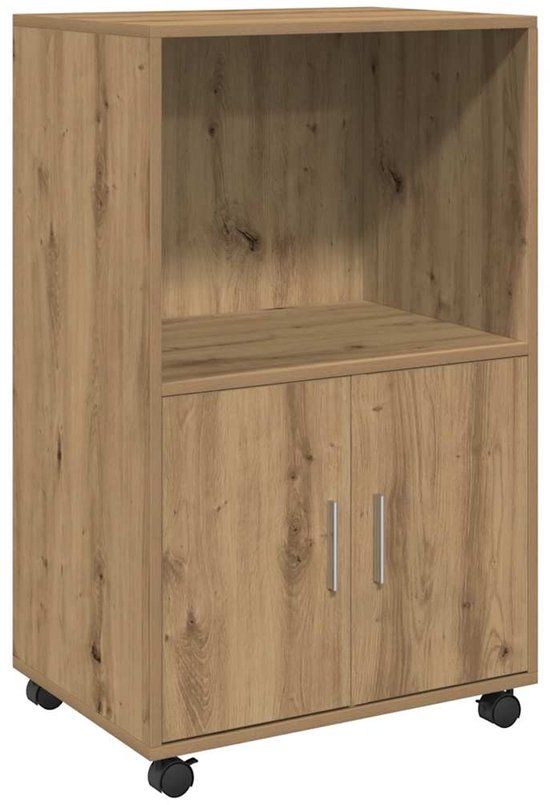 vidaXL Rolkast 55x40x91 cm bewerkt hout artisanaal eikenkleurig