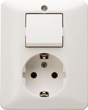 PEHA Standaard combinatie wisselschakelaar / wandcontactdoos | inbouw | randaarde | wit