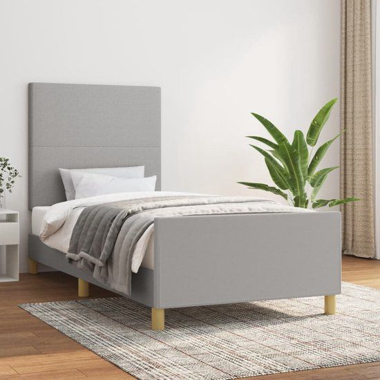 vidaXL Bedframe zonder matras 90x200 cm stof lichtgrijs